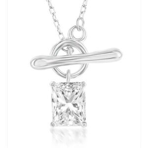 Stunning Silver Necklace with Square Crystal Pendant.